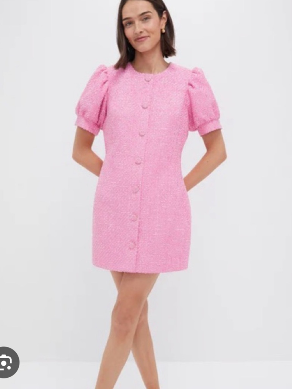 Tuckernuck Pink Tweed Button-Front Mini Dress - Picture 2 of 7